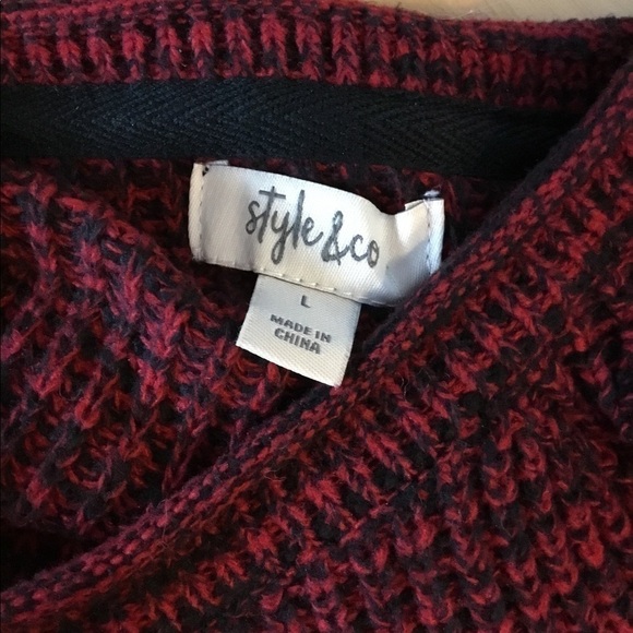 Style & Co red and black long sleeve sweater Large - Picture 3 of 13